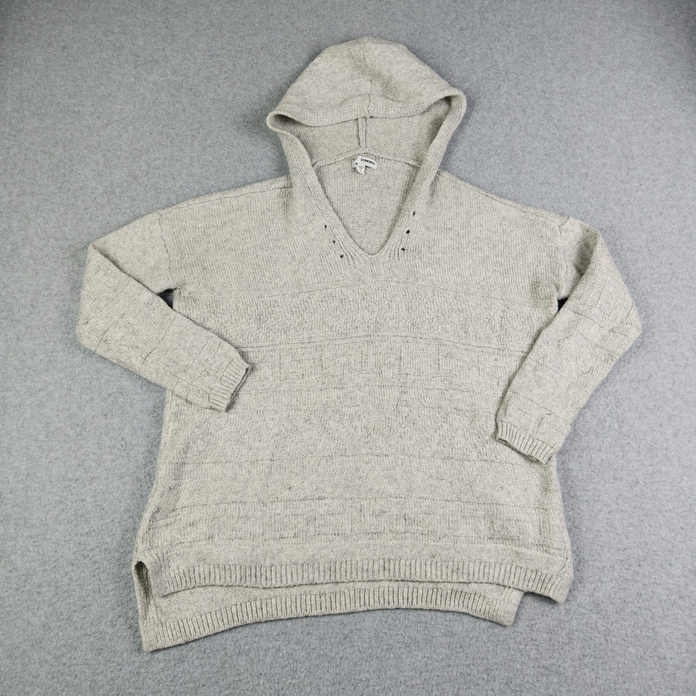 Sonoma Hooded Sweater Womens Small Oatmeal Heather Textured Knit Long Sleebe
